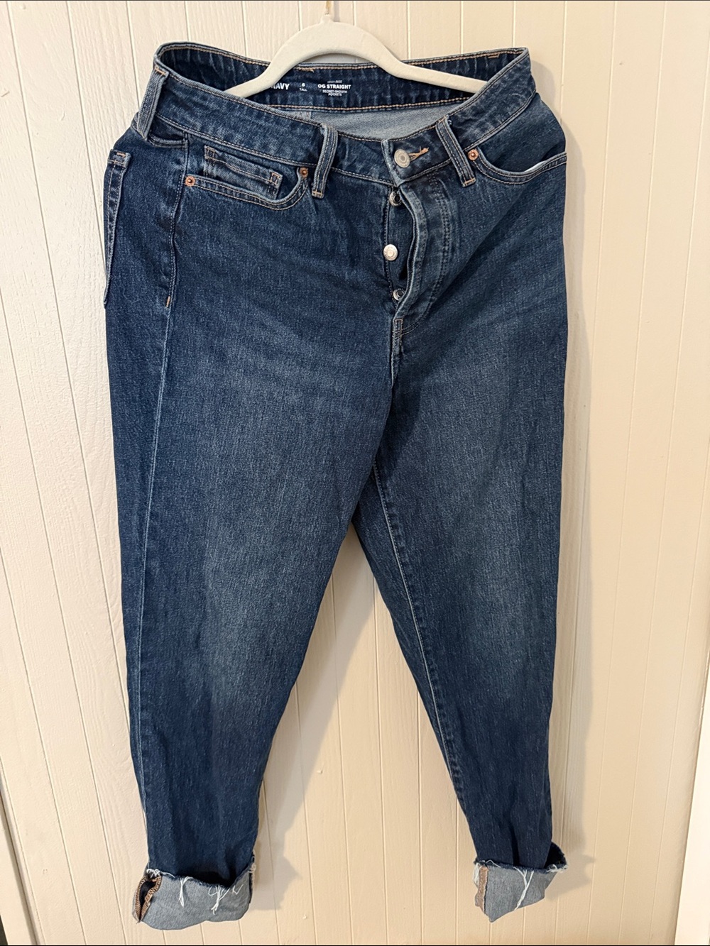 Old Navy Dark Indigo Boyfriend Jeans with Button Fly